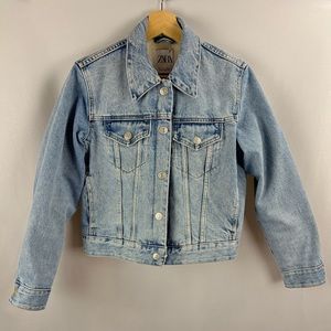 Zara Sherpa Fleeced Lined Denim Jacket | Women Size S |NWOT